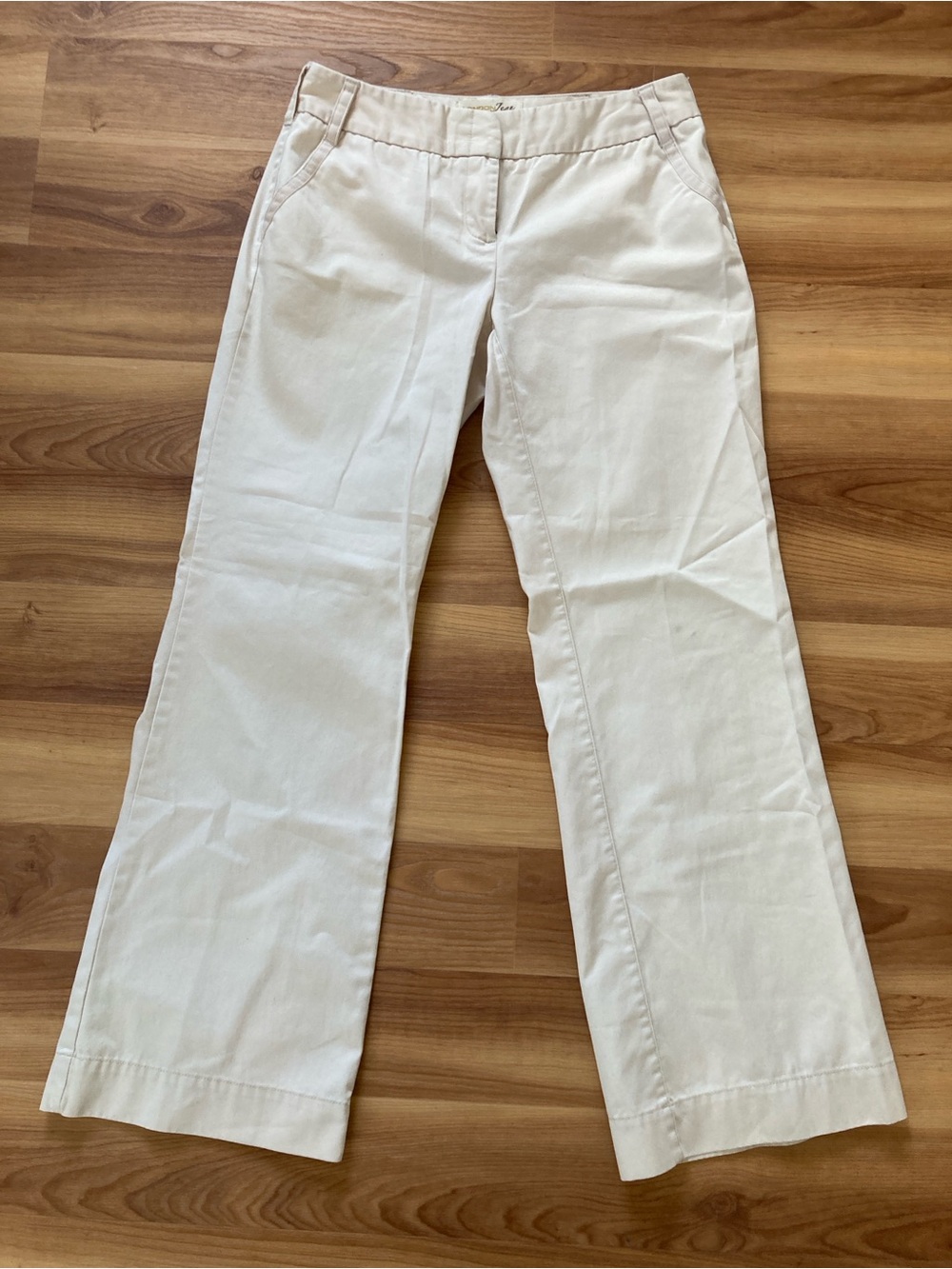 LONDONJEAN Cream Subtle Wide-Leg Jeans MARISA FIT